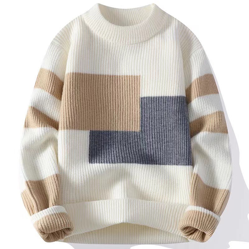 Sweater men's contrast color winter fashion brand bottoming sweater men's trendy